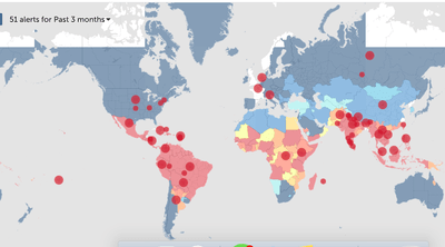 World map plotting dengue cases